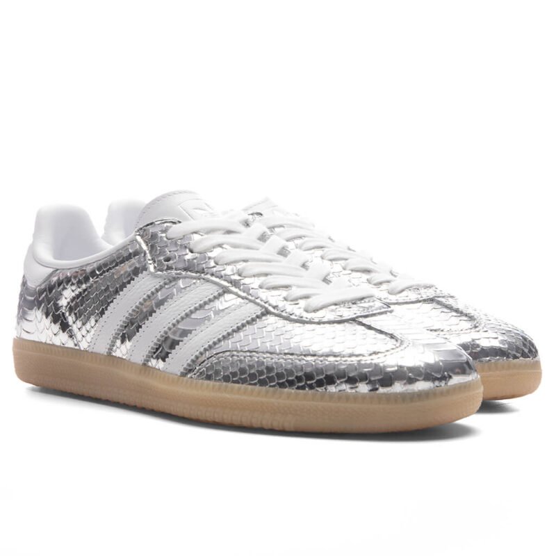 Adidas Women’s Samba OG Silver Metallic/Footwear White/Gum Sneakers - Image 2
